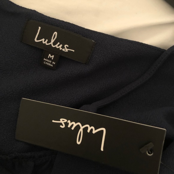 Lulus Navy Ruffle Crop Top - Picture 3 of 4